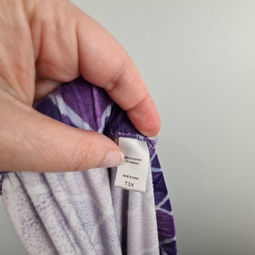 Muk Luks Womens Purple Velour Pajama Set Long Sleeve T3X Plus Size Lounge PJs - Picture 12 of 13